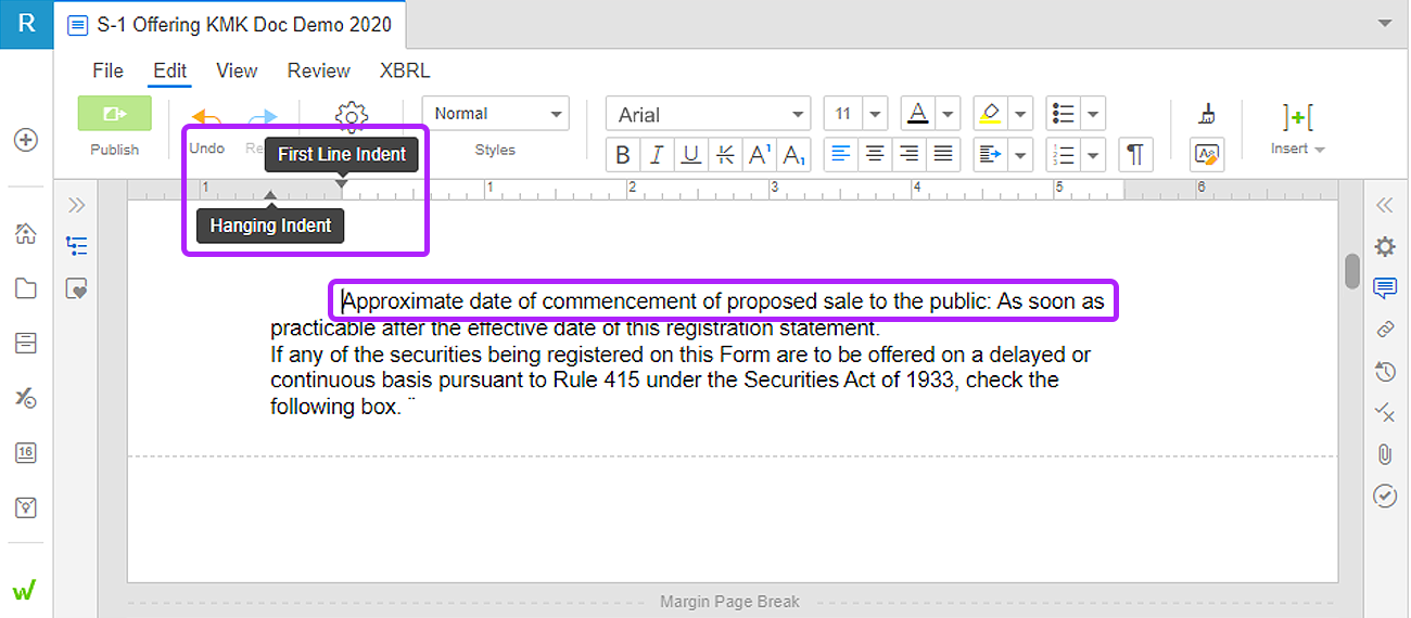 customize paragraphs with tab stops