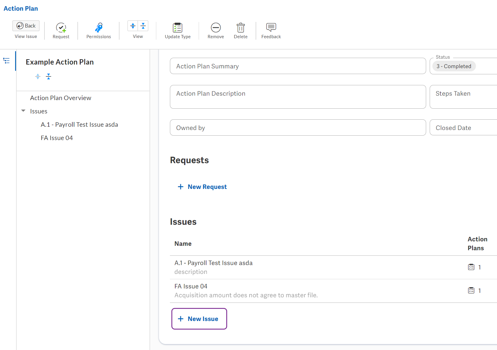New Issue button in Issues section