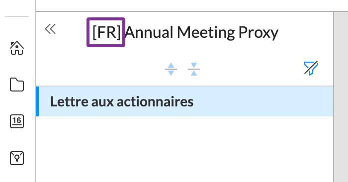 Language code next to title 