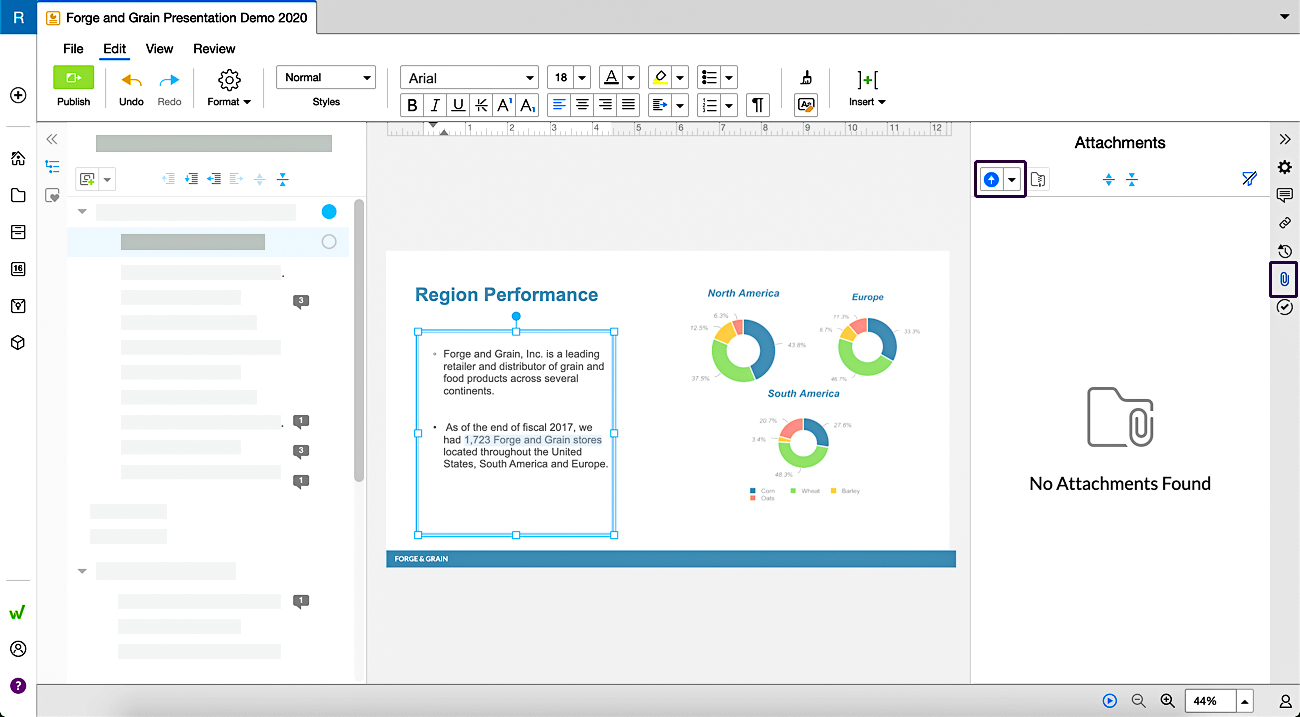 attachments in Presentations
