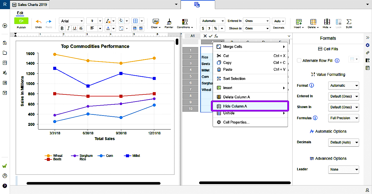 series display in Workiva charts