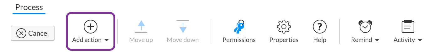 Click Add action and select an action type