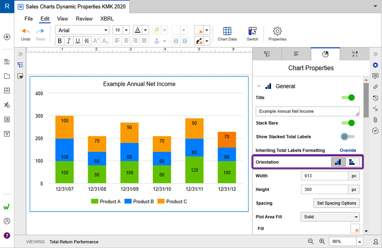 column and bar chart orientation