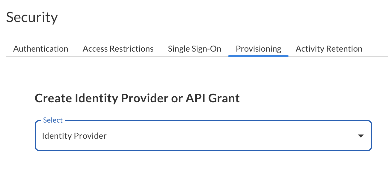 Select Identity Provider