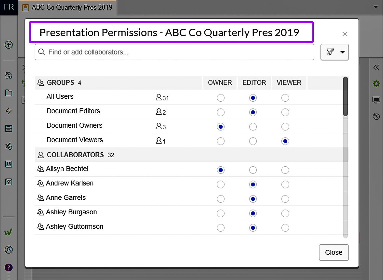 adjust slide permissions