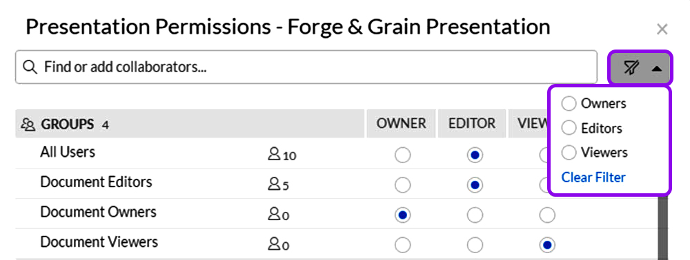 permissions filter
