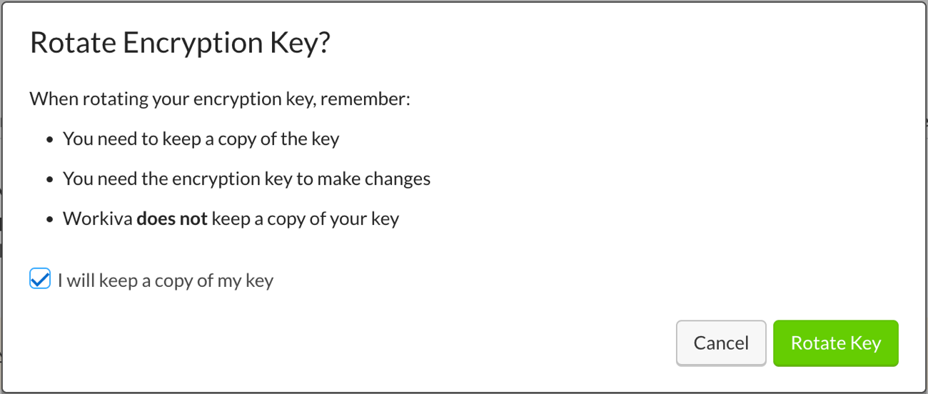 check the box and click Rotate Key