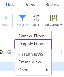Filter erneut anwenden