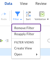 Remove a filter