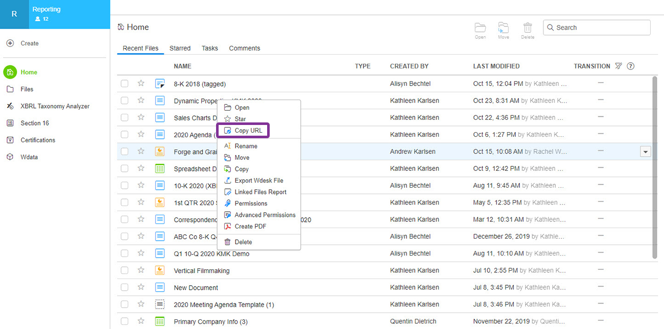 copy a url in a document