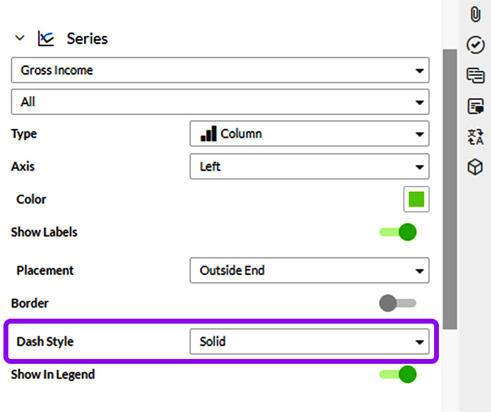 dash style for a column border