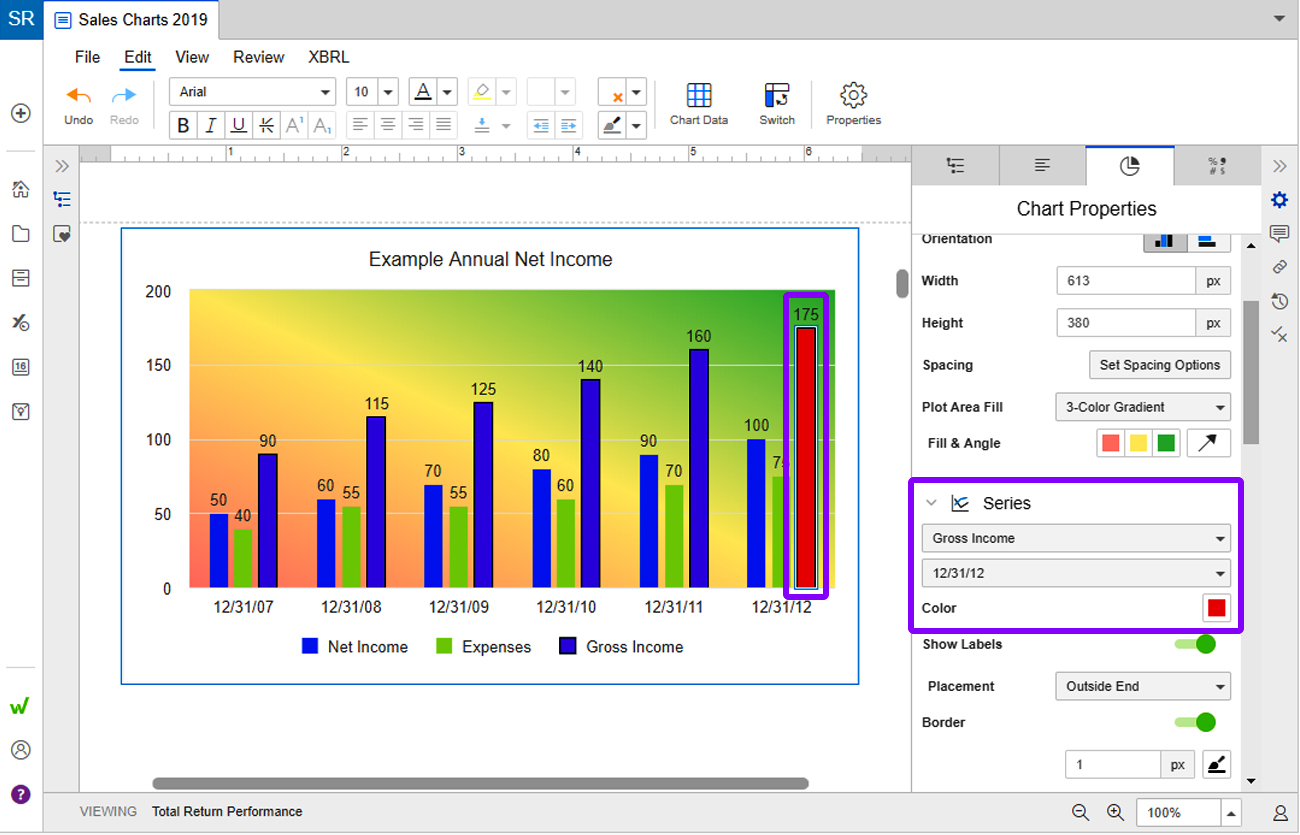 customize a column or bar chart