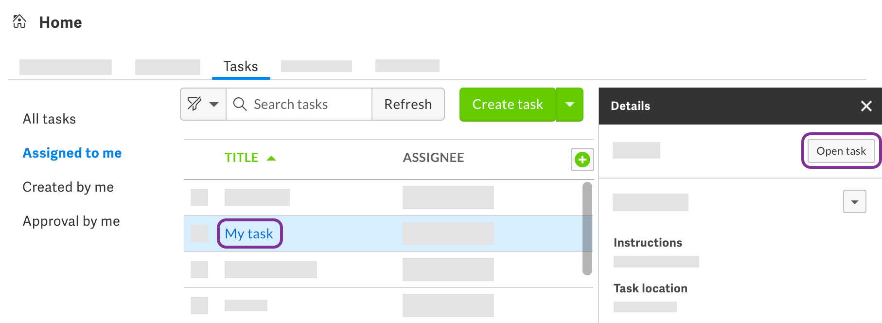 Tasks in Home