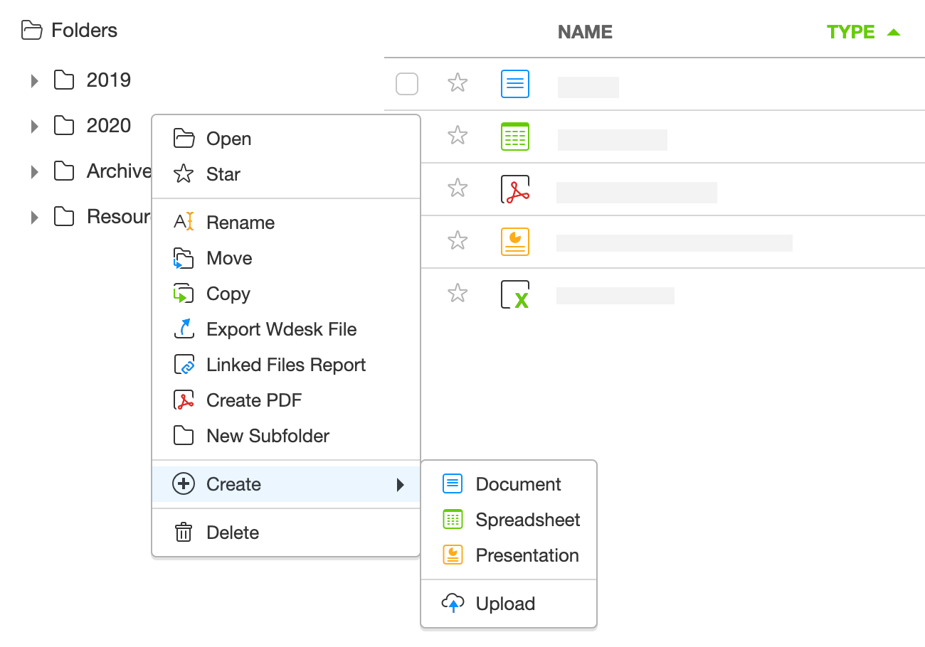 Right-click to create