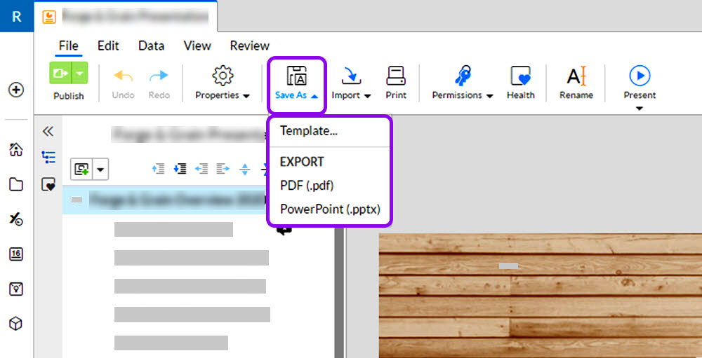 savea Presentation as a template