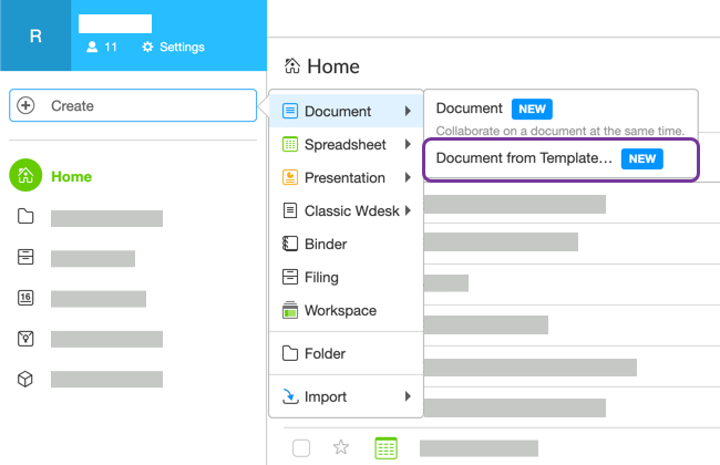 To create a document from your template.