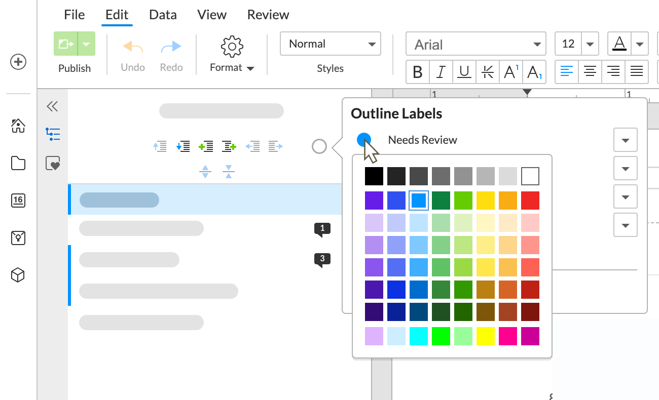 select a color from the color palette