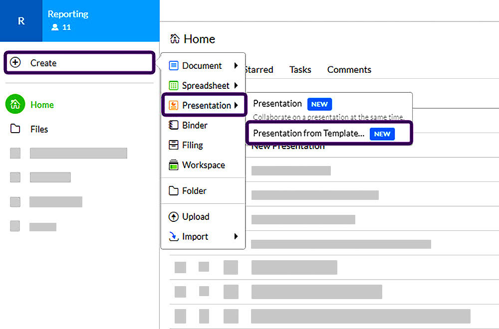 presentation from a template