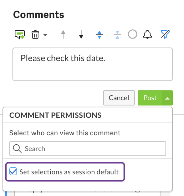 Select session default permissions
