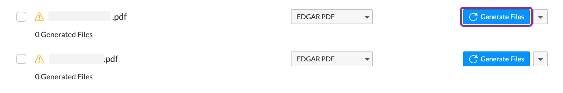 Click Generate PDF