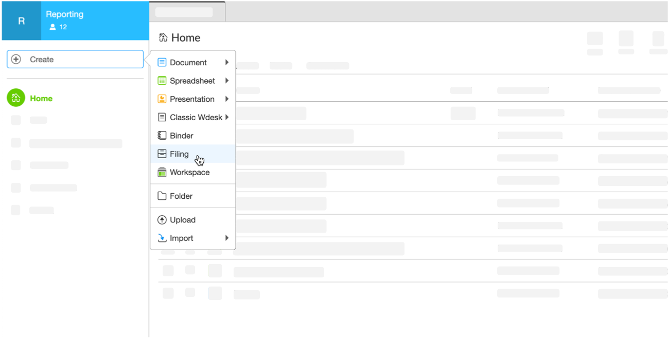 Select Filing from Menu