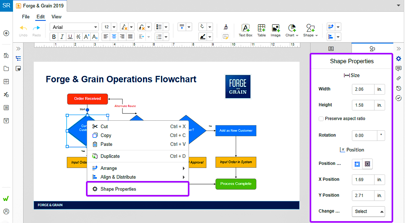 shape properties in Presentations