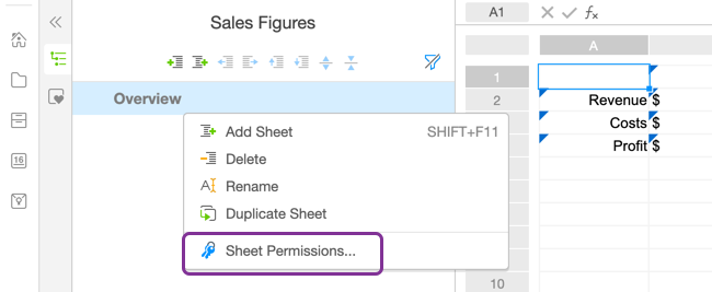 Sheet permissions