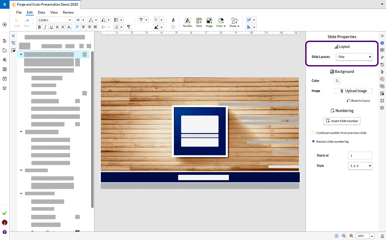 select slide properties