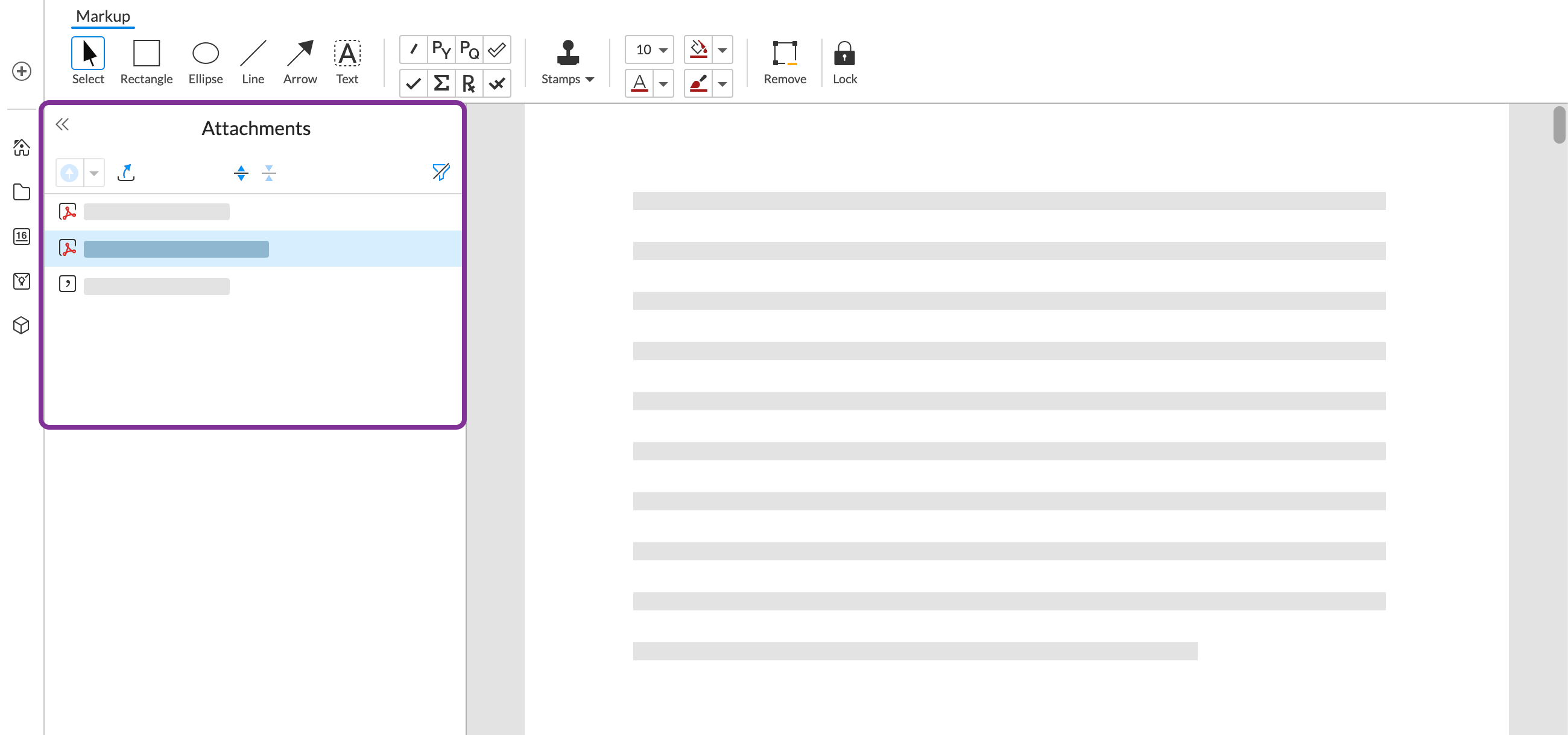 you can move between attachments by clicking through the list in the left panel