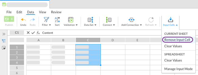 Select remove input cell