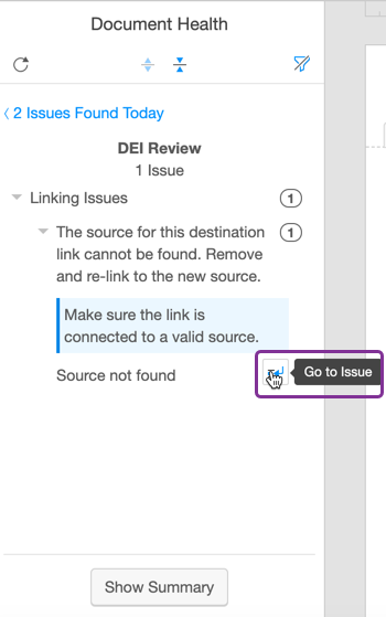 List of sections with issues