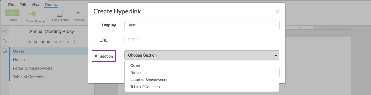 Inserting hyperlinks