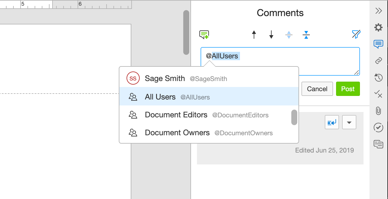 direct a comment to a group