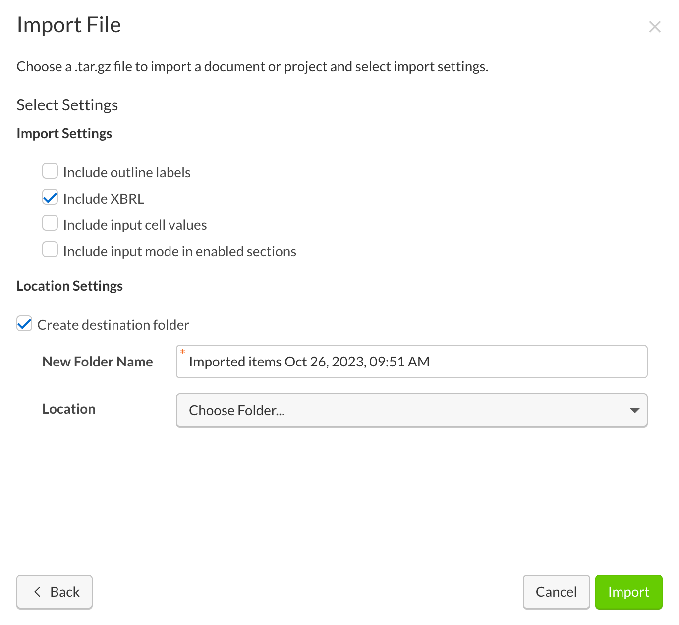 Import file
