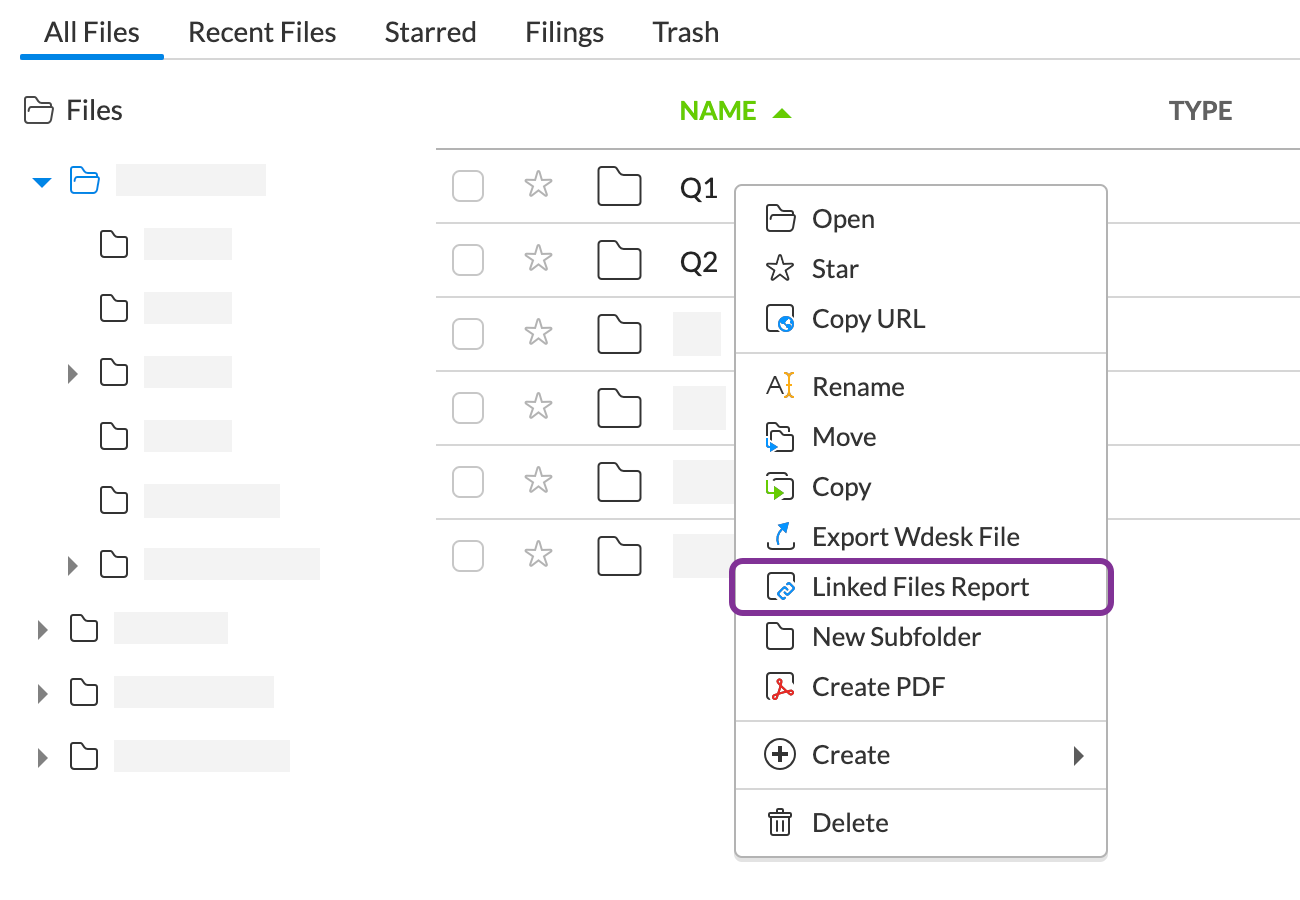 Create linked files report
