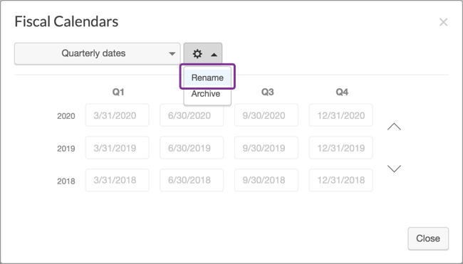 Rename fiscal calendars