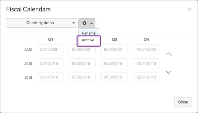 Archive fiscal calendars