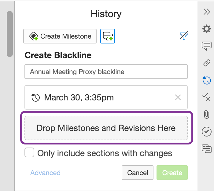 Drop second milestone or revision to create blackline