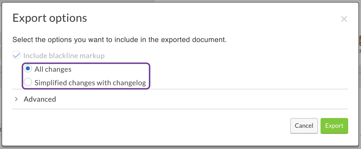 Export PDF options
