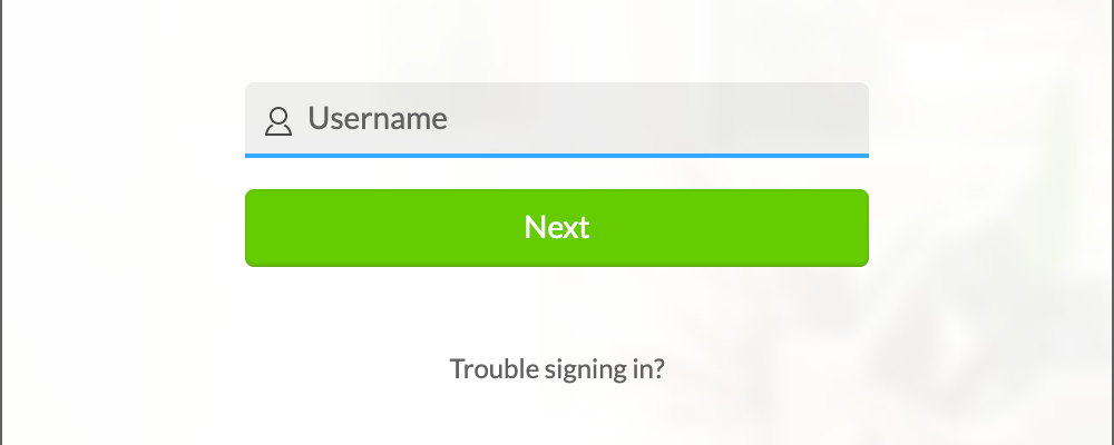 Sign in screen