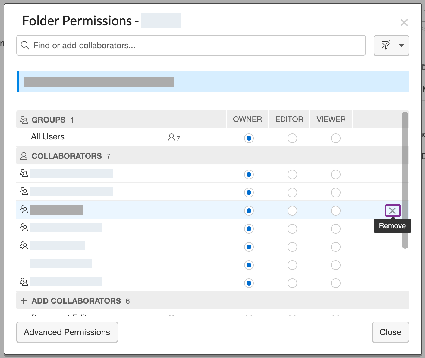 Remove permissions