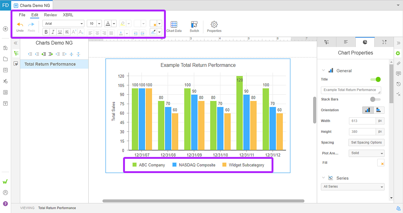 Format chart text and titles – Workiva Support Center