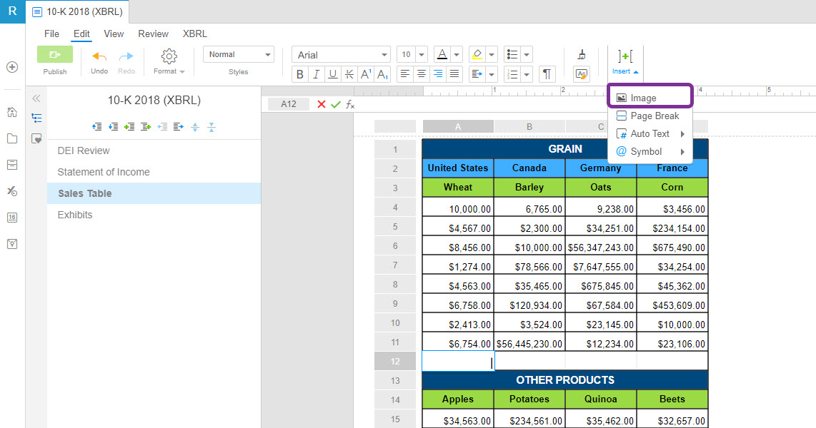 Work with Tables Workiva Support Center