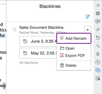 Create and view document blacklines – Support Center