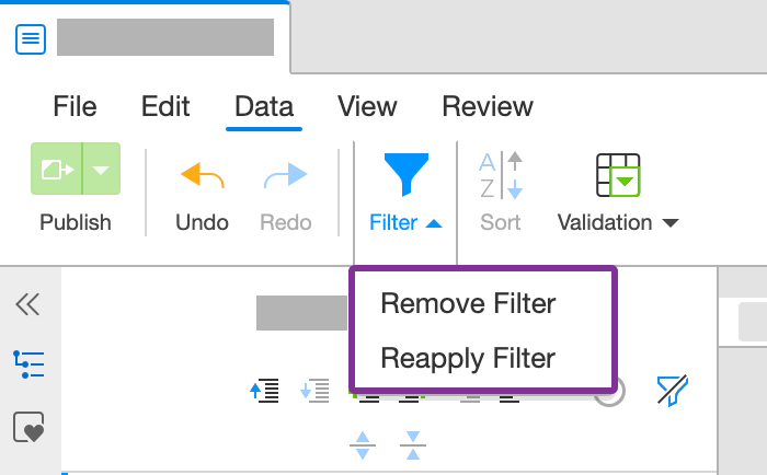 Remove or reapply filter
