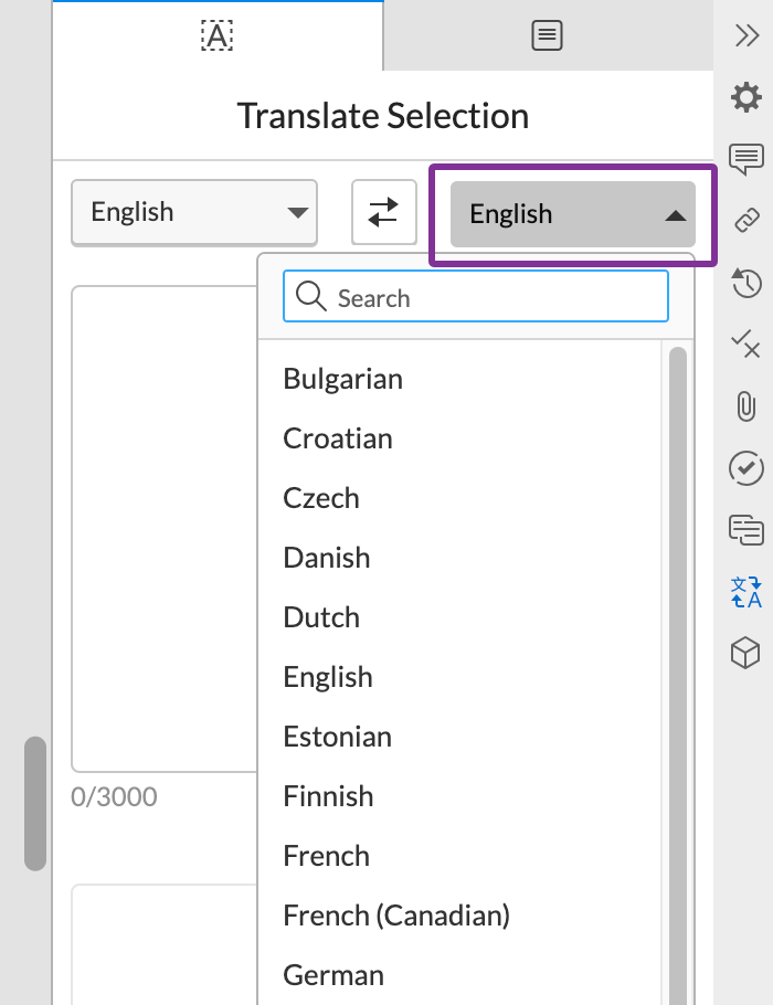 Select a language to translate to