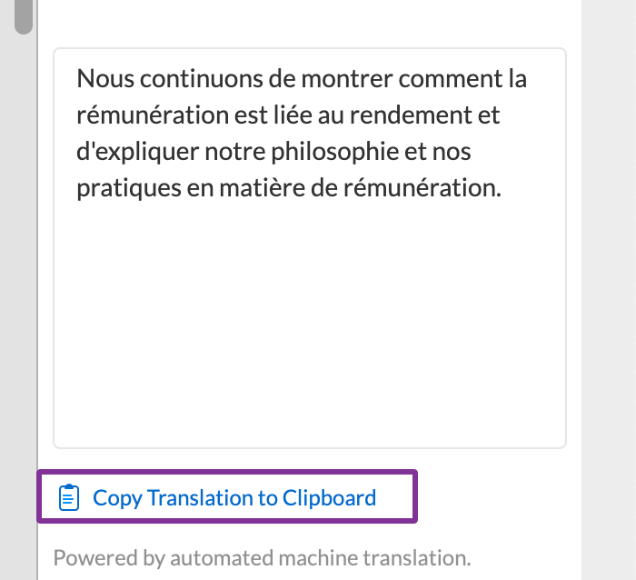 Copy translation to clipboard