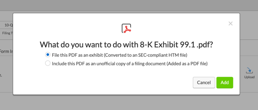 PDFオプションを選択して変換するか、ファイリングのために残しておきます
