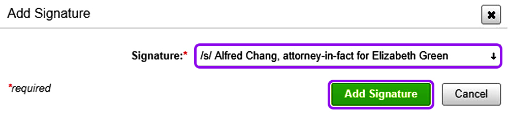 change or add a signature