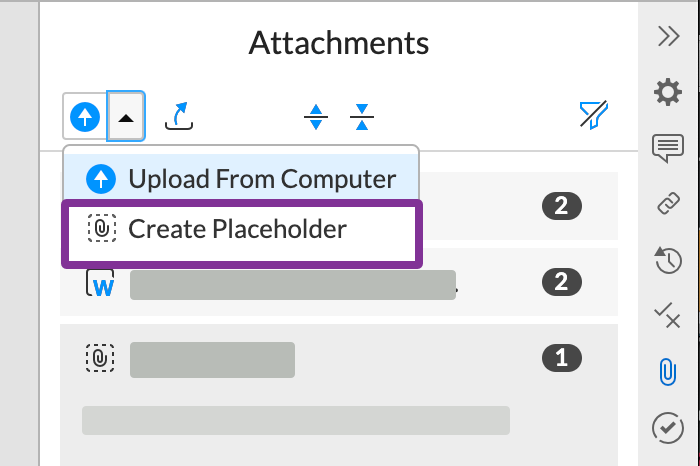 add a placeholder to your attachments panel